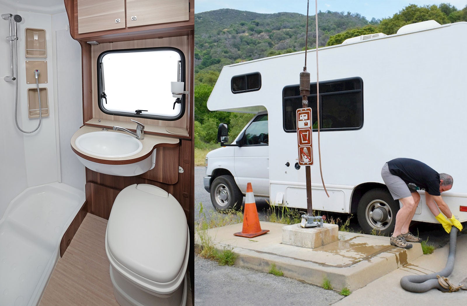 Portable RV/camper toilet and holding tank setup in Hobbs, New Mexico