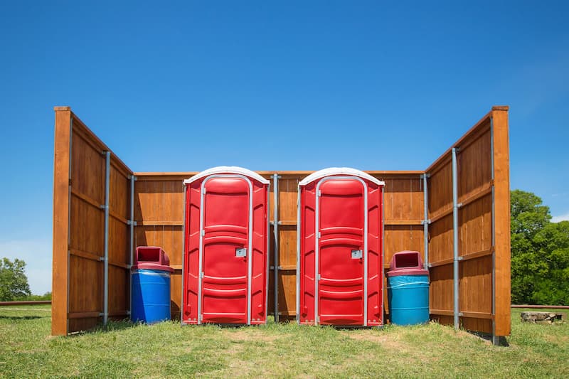 Short-term porta potty units staged for delivery in Hobbs, New Mexico